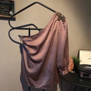 One shoulder silk top